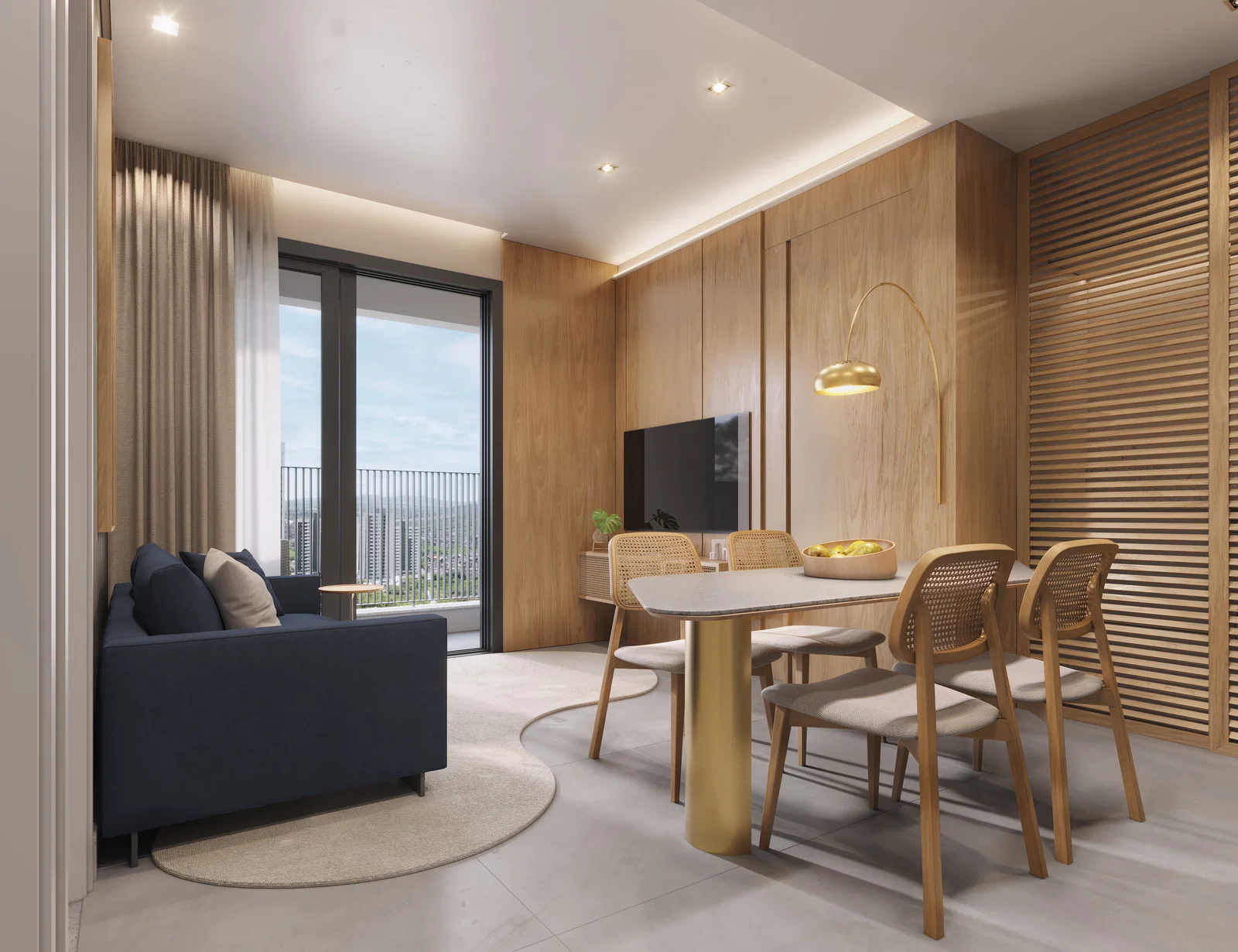 Sala integrada de apartamento do The Link Residence